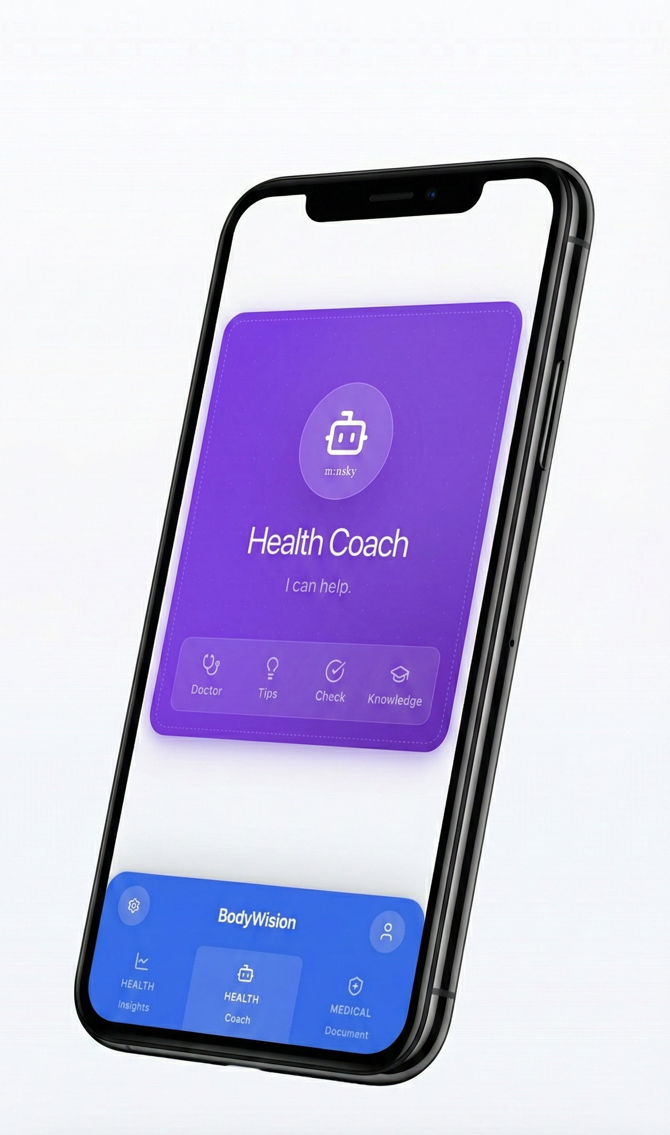 BodyWision app running on a device mockup